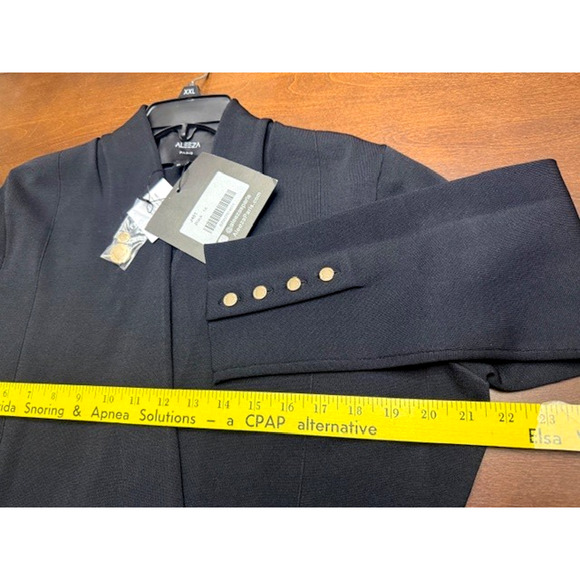 NWT Aleeza Paris Marcey Black Gold Buttons Luxury Knit Blazer Size 1X MSRP $250 - Picture 7 of 14